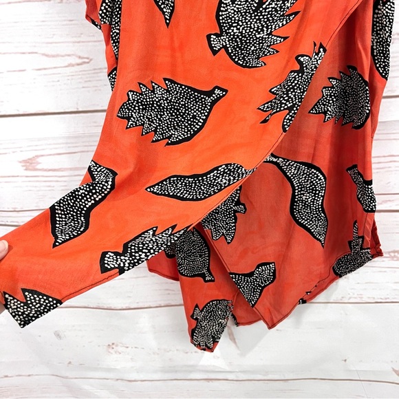 Vintage 90’s Cache Handkerchief Split Hem Flowy Boho Tribal Print Tank Top - Picture 5 of 8